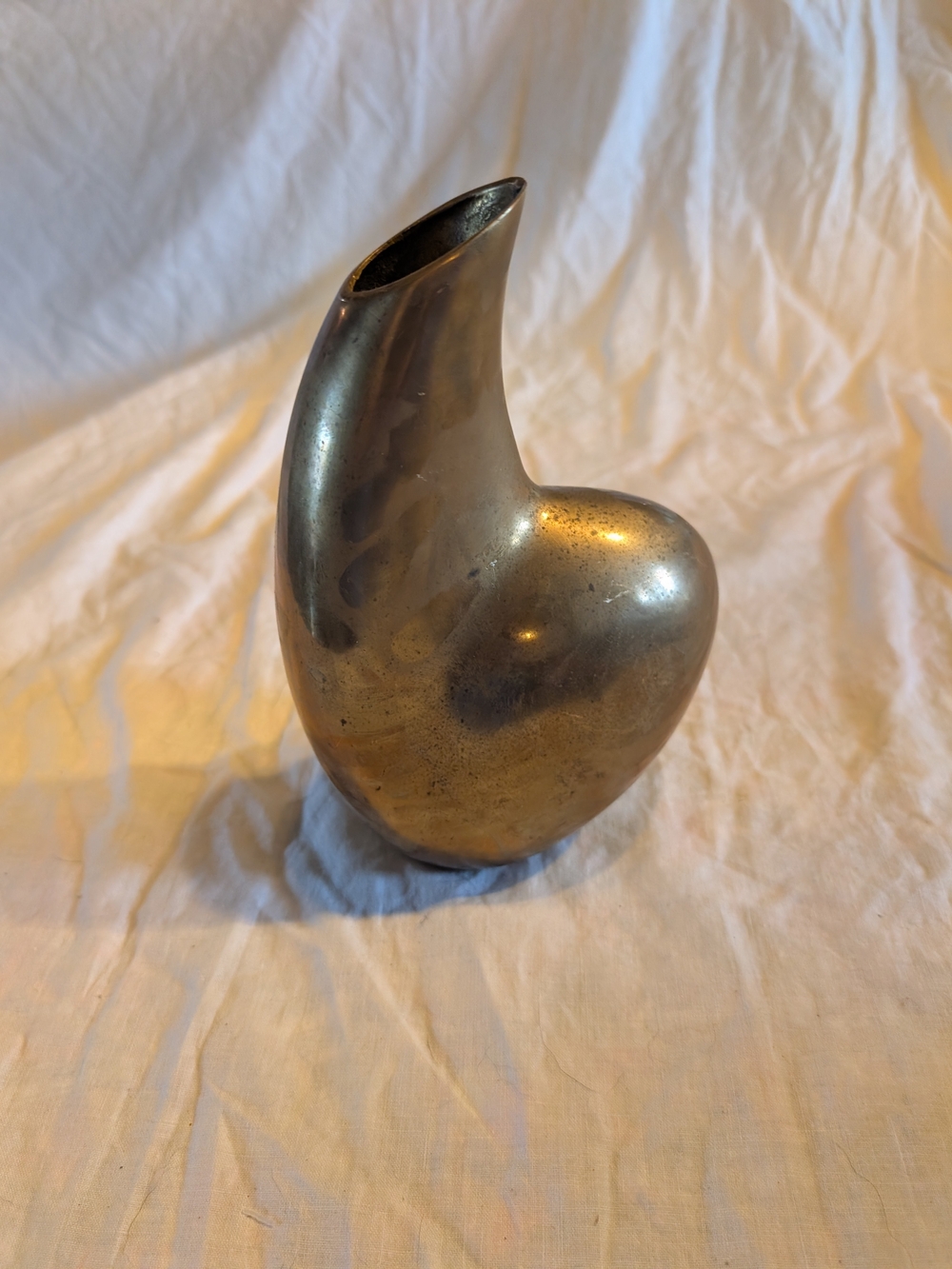 2/80$ Vintage Metallic Brass Sculptural Vase - Warm Gold Tone